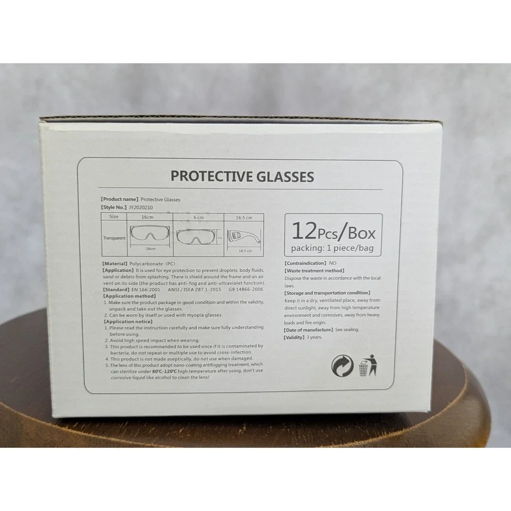 12-Pack‎ Safety Glasses – JY2020210 Anti-Fog UV Polycarbonate Goggles